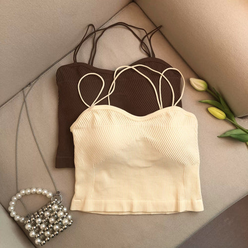 Leddo Tank Tops with Inbuilt Bra In Brown