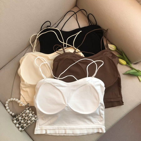 Leddo Tank Tops with Inbuilt Bra - styled flat-lay shot, multicolour - Miss Mosa By Akanksha