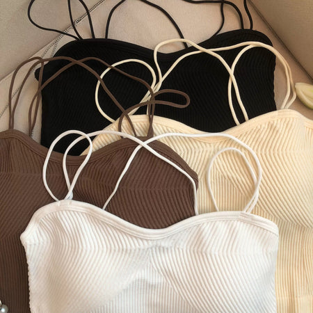 Leddo Tank Tops with Inbuilt Bra - styled flat-lay shot, multicolour - Miss Mosa By Akanksha