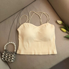 Leddo Tank Tops with Inbuilt Bra - styled flat-lay shot, cream - Miss Mosa By Akanksha