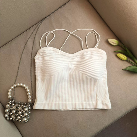 Leddo Tank Tops with Inbuilt Bra - styled flat-lay shot, white - Miss Mosa By Akanksha