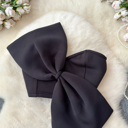 Lee Bow Detailed Blouse in Black - flat-lay product shot, black - Miss Mosa By Akanksha