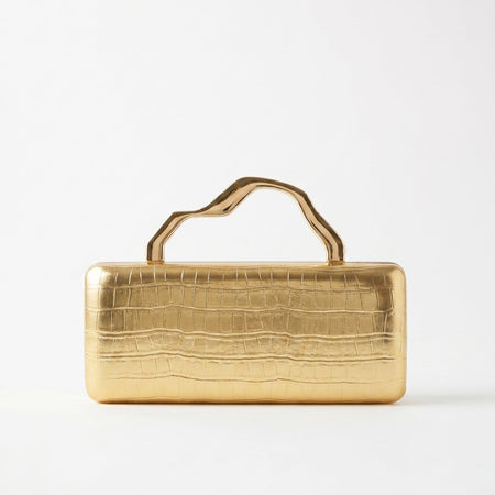 Leif Hand Bag With Chain - front product shot, gold - Miss Mosa By Akanksha
