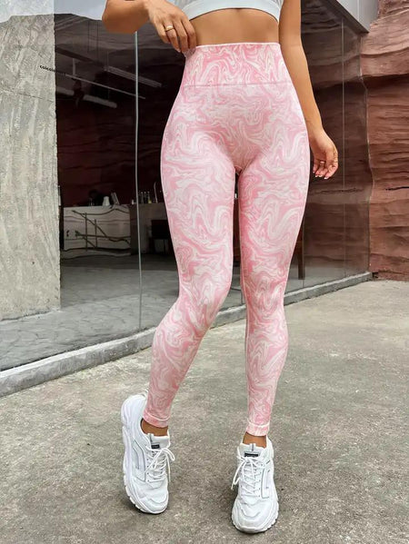 Leo Slimming Premium Gymwear Leggings In Pink - front shot on model outdoors - Miss Mosa By Akanksha