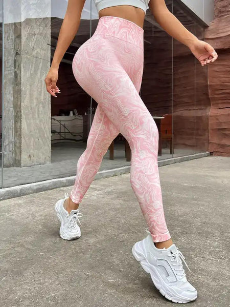 Leo Slimming Premium Gymwear Leggings In Pink - side shot on model outdoors - Miss Mosa By Akanksha
