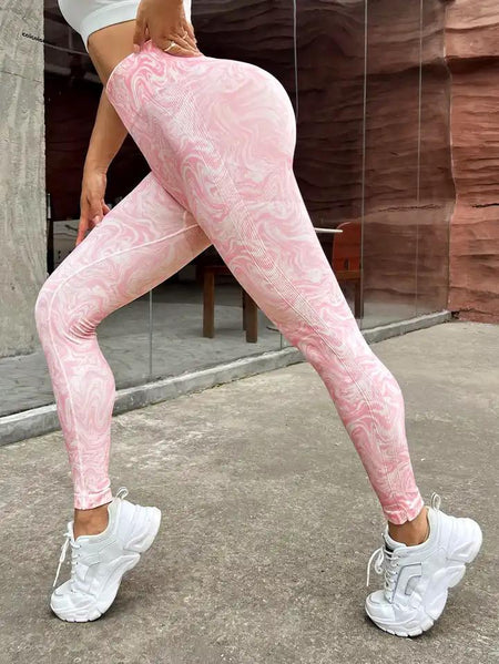 Leo Slimming Premium Gymwear Leggings In Pink - side shot on model outdoors - Miss Mosa By Akanksha