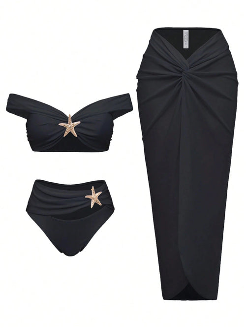 Leoine 2 Pcs Cutout Swimsuit With Skirt