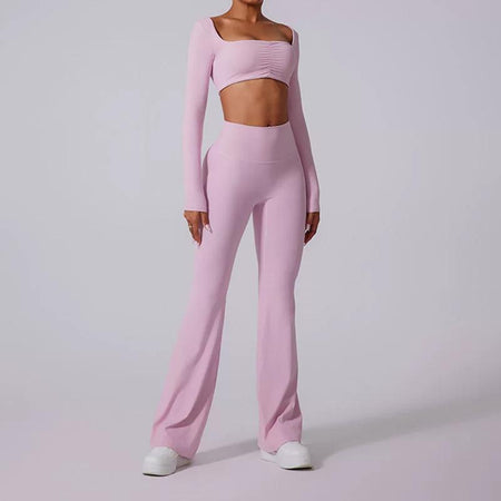 Leon Premium Activewear Set In Light Pink - full-length front shot on model - Miss Mosa By Akanksha