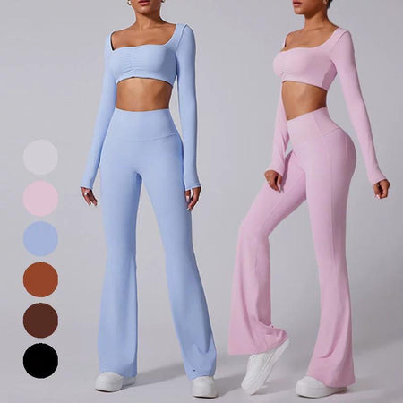 Leon Premium Activewear Set In Light Pink - front shot on models showing colour options - Miss Mosa By Akanksha
