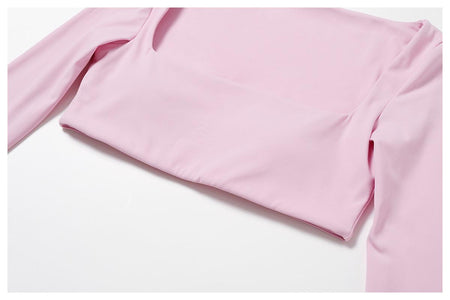 Leon Premium Activewear Set In Light Pink - flat-lay product shot of top - Miss Mosa By Akanksha