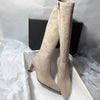 Leona Over Knee Premium Suede Boots - Nude Grey / 39