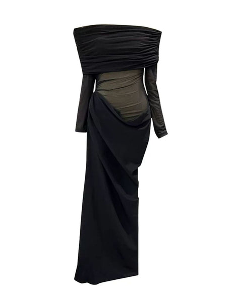 Lerica Bodycon Mesh Dress In Black - flat-lay product shot of the mesh dress - Miss Mosa By Akanksha