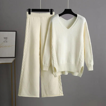 Leslie Luxe Winter Coord Set - Tracksuit - hanging product shot, cream - Miss Mosa By Akanksha