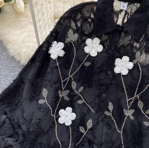 Levi Oversized Rhinestone Shirt In Black