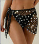 Levia Crochet Sequin Scarf - front shot, black net with silver sequin discs - Miss Mosa By Akanksha