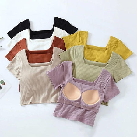 Levo Summer Tops with Inbuilt Bra - styled flat-lay shot, multicolour - Miss Mosa By Akanksha
