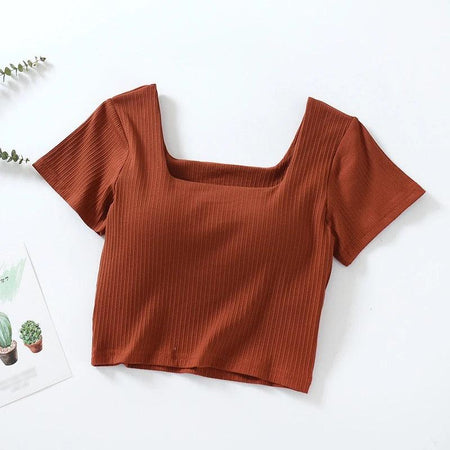 Levo Summer Tops with Inbuilt Bra - flat-lay product shot, rust - Miss Mosa By Akanksha
