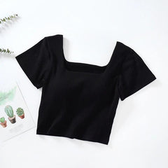 Levo Summer Tops with Inbuilt Bra - flat-lay product shot, black - Miss Mosa By Akanksha
