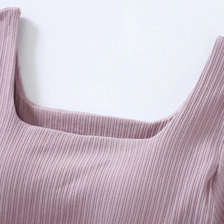 Levo Summer Tops with Inbuilt Bra - close-up of neckline, mauve - Miss Mosa By Akanksha