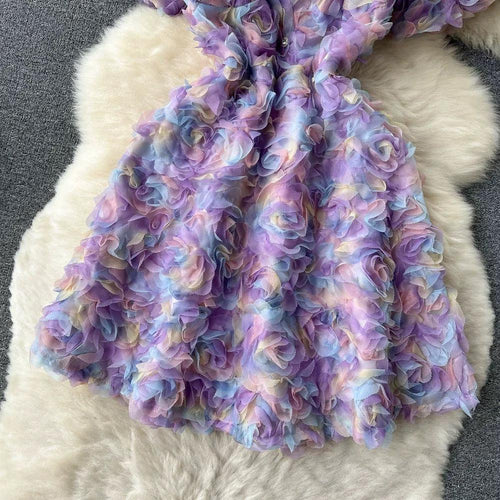 Lexis 3D Floral Dress In Lilac