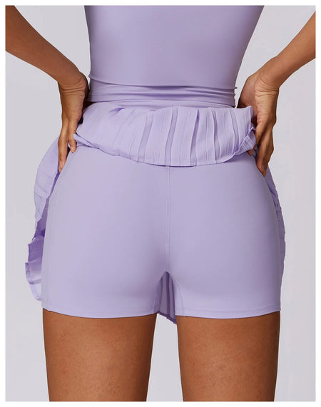 Lia Tenniscore Trendy Short Skirts - back shot on model, purple - Miss Mosa By Akanksha