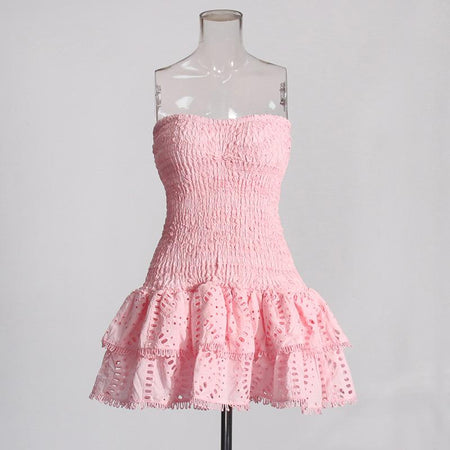 Liana Luxe Summer Dress In Light Pink - front shot on mannequin - Miss Mosa By Akanksha