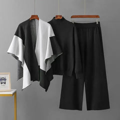 Lillian Luxe Winter Coord Set with Cape - flat-lay shot of coord set, black - Miss Mosa By Akanksha