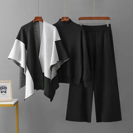 Lillian Luxe Winter Coord Set with Cape - flat-lay shot of coord set, black - Miss Mosa By Akanksha