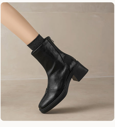 Lily Ankle Chelsea Boots - shot of boot on model, black - Miss Mosa By Akanksha
