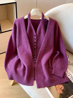 Lior Woolen Top With Cape Sweater - flat-lay product shot, purple - Miss Mosa By Akanksha