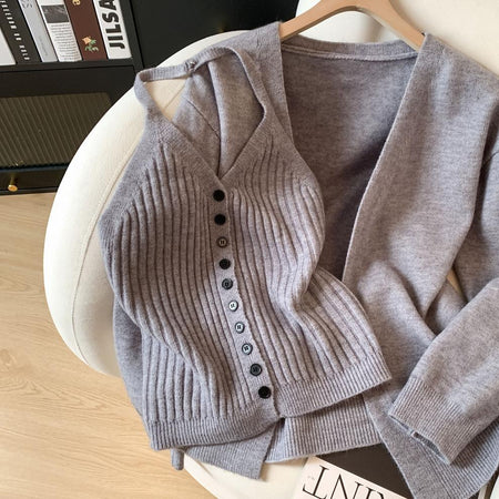 Lior Woolen Top With Cape Sweater - flat-lay product shot, grey - Miss Mosa By Akanksha