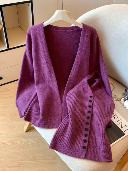 Lior Woolen Top With Cape Sweater - flat-lay product shot, purple - Miss Mosa By Akanksha