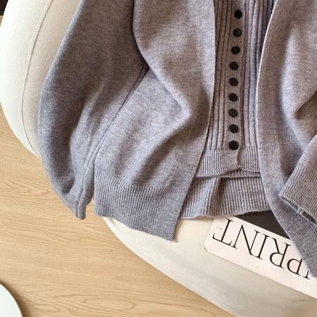 Lior Woolen Top With Cape Sweater - close-up of fabric detail, grey - Miss Mosa By Akanksha