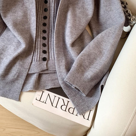 Lior Woolen Top With Cape Sweater - flat-lay product shot, grey - Miss Mosa By Akanksha