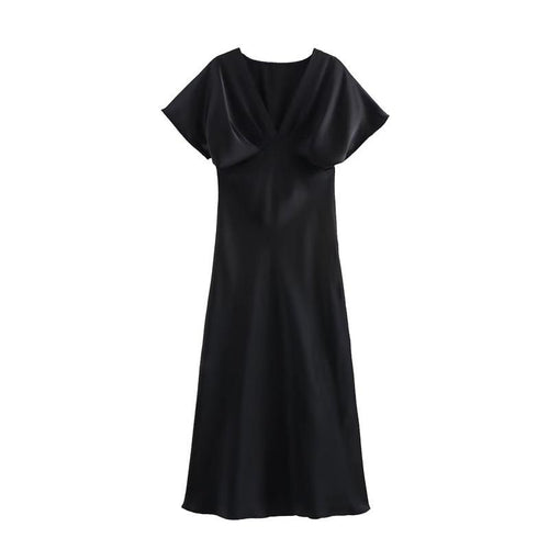 Lipasa Satin Midi Dress In Black