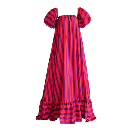 Lisba Luxury Striped Maxi Dress In Multicolour - flat-lay product shot - Miss Mosa By Akanksha