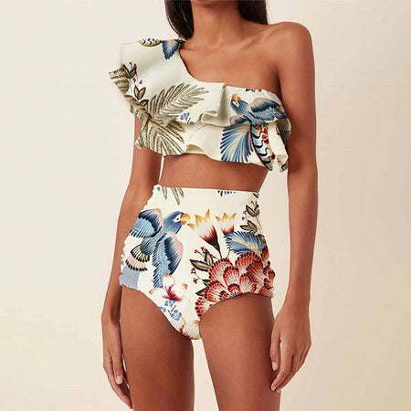 Liya Summer Statement Luxe Bikini In White - front shot on model, white - Miss Mosa By Akanksha
