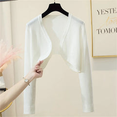 Liza Statement Summer Shrugs - hanging product shot, white - Miss Mosa By Akanksha