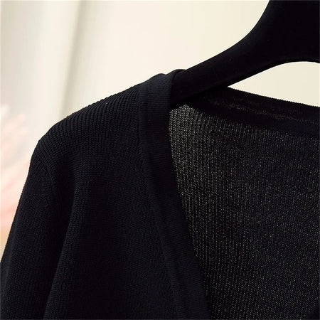 Liza Statement Summer Shrugs - close-up of fabric texture, black - Miss Mosa By Akanksha