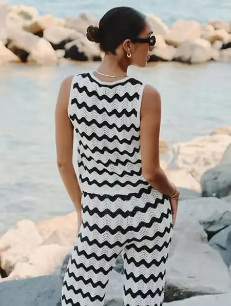 Lizale Luxe Soft Knit Coord Set In White - back shot on model - Miss Mosa By Akanksha