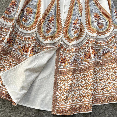 Lizba Vintage Statement Maxi Dress - close-up of hem, white - Miss Mosa By Akanksha