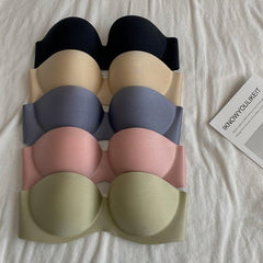 Lizzy Strapless Seamless Bralettes - Wardrobe Essentials - flat-lay product shot, multicolour - Miss Mosa By Akanksha