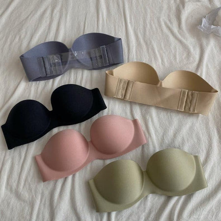 Lizzy Strapless Seamless Bralettes - Wardrobe Essentials - flat-lay product shot, multicolour - Miss Mosa By Akanksha
