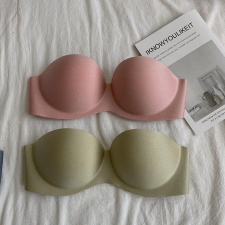 Lizzy Strapless Seamless Bralettes - Wardrobe Essentials - flat-lay product shot, multicolour - Miss Mosa By Akanksha