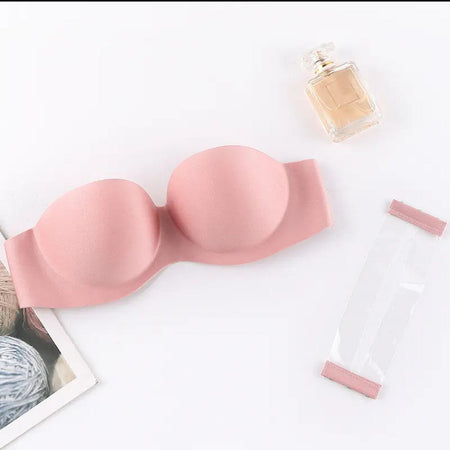 Lizzy Strapless Seamless Bralettes - Wardrobe Essentials - flat-lay product shot, pink - Miss Mosa By Akanksha