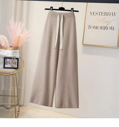 Lois Woolen Coord Set In Beige - flat-lay product shot of the wide-leg trousers - Miss Mosa By Akanksha