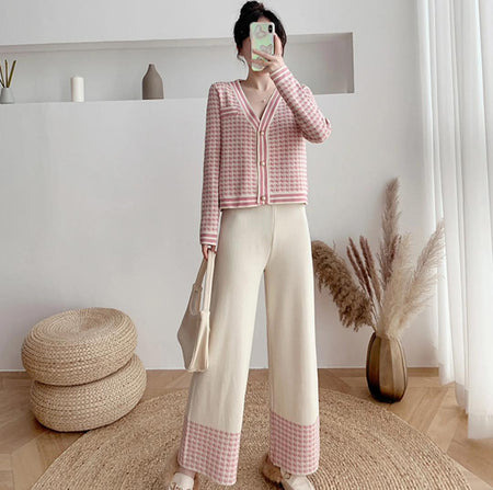 Loretta Woolen Coord Set - lifestyle shot on model, pink - Miss Mosa By Akanksha