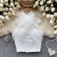 Lorre Summer Tops with Inbuilt Bra - front shot on hanger, white - Miss Mosa By Akanksha