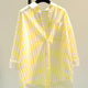 Lotus Striped Summer Oversized Shirt - front shot on hanger, yellow - Miss Mosa By Akanksha