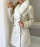 Louis Fur Detailed Double Breasted Overcoat - front shot on model with fur collar, cream - Miss Mosa By Akanksha
